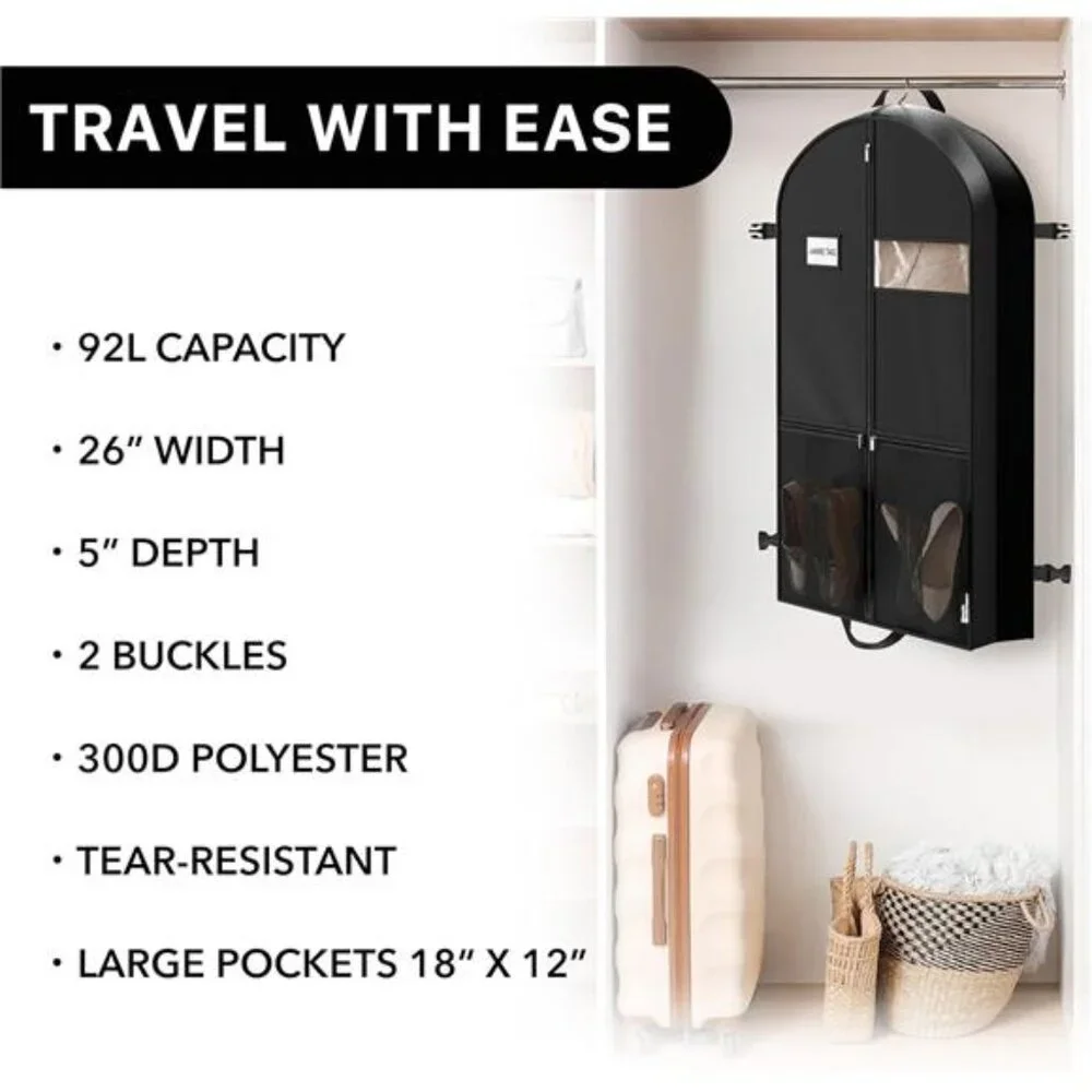 New 43'' Travel Garment Bag with Pockets for Suits, Dresses Coats, Heavy Duty